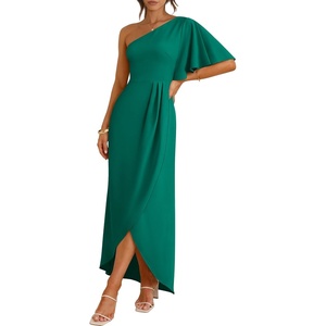 image:imageANRABESS Womens One Shoulder Formal Midi Dresses 2026 Summer Wrap High Slit Beach Wedding Guest Party Cocktail Maxi DressLake
