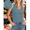 image:imageANRABESS Tank Tops for Women Lace TrimV Neck Sleeveless Fitted ShirtsComfy Rib Knit Clothes for Lounge Travel Summer DailyGrey Blue