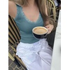 image:imageANRABESS Tank Tops for Women Lace TrimV Neck Sleeveless Fitted ShirtsComfy Rib Knit Clothes for Lounge Travel Summer DailyGrey Blue