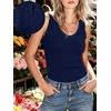 image:imageANRABESS Tank Tops for Women Lace TrimV Neck Sleeveless Fitted ShirtsComfy Rib Knit Clothes for Lounge Travel Summer DailyNavy Blue