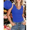 image:imageANRABESS Tank Tops for Women Lace TrimV Neck Sleeveless Fitted ShirtsComfy Rib Knit Clothes for Lounge Travel Summer DailyRoyal Blue
