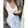image:imageANRABESS Tank Tops for Women Lace TrimV Neck Sleeveless Fitted ShirtsComfy Rib Knit Clothes for Lounge Travel Summer DailyWhite