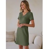 image:imageANRABESS Summer Dress for Women 2026 Vacation Clothes Short Sleeve V Neck Casual WrinkleFree T Shirt Sundress Travel HolidayArmy Green
