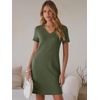 image:imageANRABESS Summer Dress for Women 2026 Vacation Clothes Short Sleeve V Neck Casual WrinkleFree T Shirt Sundress Travel HolidayArmy Green