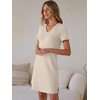 image:imageANRABESS Summer Dress for Women 2026 Vacation Clothes Short Sleeve V Neck Casual WrinkleFree T Shirt Sundress Travel HolidayBeige