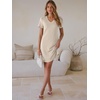 image:imageANRABESS Summer Dress for Women 2026 Vacation Clothes Short Sleeve V Neck Casual WrinkleFree T Shirt Sundress Travel HolidayBeige