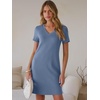 image:imageANRABESS Summer Dress for Women 2026 Vacation Clothes Short Sleeve V Neck Casual WrinkleFree T Shirt Sundress Travel HolidayBlue