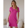image:imageANRABESS Summer Dress for Women 2026 Vacation Clothes Short Sleeve V Neck Casual WrinkleFree T Shirt Sundress Travel HolidayHot Pink