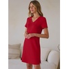 image:imageANRABESS Summer Dress for Women 2026 Vacation Clothes Short Sleeve V Neck Casual WrinkleFree T Shirt Sundress Travel HolidayRed