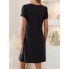image:imageANRABESS Swimsuit Coverup for Women Crew Neck Short Sleeve Beach Sundresses Summer T Shirt Dress with Pockets PlainPrintBlack