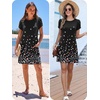 image:imageANRABESS Swimsuit Coverup for Women Crew Neck Short Sleeve Beach Sundresses Summer T Shirt Dress with Pockets PlainPrintFloral Black