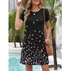 image:imageANRABESS Swimsuit Coverup for Women Crew Neck Short Sleeve Beach Sundresses Summer T Shirt Dress with Pockets PlainPrintFloral Black