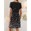 image:imageANRABESS Swimsuit Coverup for Women Crew Neck Short Sleeve Beach Sundresses Summer T Shirt Dress with Pockets PlainPrintFloral Black