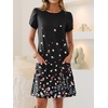 image:imageANRABESS Swimsuit Coverup for Women Crew Neck Short Sleeve Beach Sundresses Summer T Shirt Dress with Pockets PlainPrintFloral Black