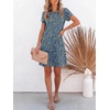 image:imageANRABESS Swimsuit Coverup for Women Crew Neck Short Sleeve Beach Sundresses Summer T Shirt Dress with Pockets PlainPrintFloral Blue White