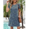 image:imageANRABESS Swimsuit Coverup for Women Crew Neck Short Sleeve Beach Sundresses Summer T Shirt Dress with Pockets PlainPrintFloral Blue White
