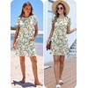 image:imageANRABESS Swimsuit Coverup for Women Crew Neck Short Sleeve Beach Sundresses Summer T Shirt Dress with Pockets PlainPrintFloral Leaves