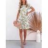 image:imageANRABESS Swimsuit Coverup for Women Crew Neck Short Sleeve Beach Sundresses Summer T Shirt Dress with Pockets PlainPrintFloral Leaves