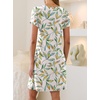 image:imageANRABESS Swimsuit Coverup for Women Crew Neck Short Sleeve Beach Sundresses Summer T Shirt Dress with Pockets PlainPrintFloral Leaves