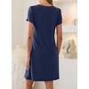 image:imageANRABESS Swimsuit Coverup for Women Crew Neck Short Sleeve Beach Sundresses Summer T Shirt Dress with Pockets PlainPrintNavy Blue