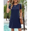 image:imageANRABESS Swimsuit Coverup for Women Crew Neck Short Sleeve Beach Sundresses Summer T Shirt Dress with Pockets PlainPrintNavy Blue