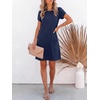 image:imageANRABESS Swimsuit Coverup for Women Crew Neck Short Sleeve Beach Sundresses Summer T Shirt Dress with Pockets PlainPrintNavy Blue