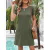 image:imageANRABESS Swimsuit Coverup for Women Crew Neck Short Sleeve Beach Sundresses Summer T Shirt Dress with Pockets PlainPrintOlive Green