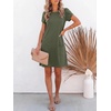image:imageANRABESS Swimsuit Coverup for Women Crew Neck Short Sleeve Beach Sundresses Summer T Shirt Dress with Pockets PlainPrintOlive Green