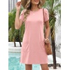image:imageANRABESS Swimsuit Coverup for Women Crew Neck Short Sleeve Beach Sundresses Summer T Shirt Dress with Pockets PlainPrintPolka Dot