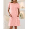 image:imageANRABESS Swimsuit Coverup for Women Crew Neck Short Sleeve Beach Sundresses Summer T Shirt Dress with Pockets PlainPrintPolka Dot