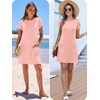 image:imageANRABESS Swimsuit Coverup for Women Crew Neck Short Sleeve Beach Sundresses Summer T Shirt Dress with Pockets PlainPrintPolka Dot