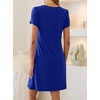 image:imageANRABESS Swimsuit Coverup for Women Crew Neck Short Sleeve Beach Sundresses Summer T Shirt Dress with Pockets PlainPrintRoyal Blue