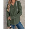 image:imageANRABESS Waffle Knit Hoodies for Women Comfy Drawstring Loose Fit Long Sleeve Sweatshirt Tops for Casual Daily Wear WorkArmy Green