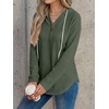 image:imageANRABESS Waffle Knit Hoodies for Women Comfy Drawstring Loose Fit Long Sleeve Sweatshirt Tops for Casual Daily Wear WorkArmy Green