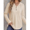 image:imageANRABESS Waffle Knit Hoodies for Women Comfy Drawstring Loose Fit Long Sleeve Sweatshirt Tops for Casual Daily Wear WorkBeige