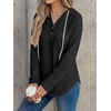image:imageANRABESS Waffle Knit Hoodies for Women Comfy Drawstring Loose Fit Long Sleeve Sweatshirt Tops for Casual Daily Wear WorkBlack