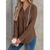 image:imageANRABESS Waffle Knit Hoodies for Women Comfy Drawstring Loose Fit Long Sleeve Sweatshirt Tops for Casual Daily Wear WorkBrown