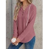 image:imageANRABESS Waffle Knit Hoodies for Women Comfy Drawstring Loose Fit Long Sleeve Sweatshirt Tops for Casual Daily Wear WorkMauve