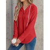 image:imageANRABESS Waffle Knit Hoodies for Women Comfy Drawstring Loose Fit Long Sleeve Sweatshirt Tops for Casual Daily Wear WorkRed