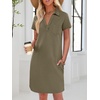 image:imageANRABESS Women Mini T Shirt Dress V Neck Short Sleeve with Pockets Soft Medium Stretch Trendy Summer Casual Beach VacationArmy Green