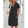 image:imageANRABESS Women Mini T Shirt Dress V Neck Short Sleeve with Pockets Soft Medium Stretch Trendy Summer Casual Beach VacationBlack