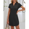 image:imageANRABESS Women Mini T Shirt Dress V Neck Short Sleeve with Pockets Soft Medium Stretch Trendy Summer Casual Beach VacationBlack