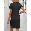 image:imageANRABESS Women Mini T Shirt Dress V Neck Short Sleeve with Pockets Soft Medium Stretch Trendy Summer Casual Beach VacationBlack