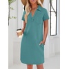 image:imageANRABESS Women Mini T Shirt Dress V Neck Short Sleeve with Pockets Soft Medium Stretch Trendy Summer Casual Beach VacationBlue Cyan