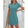 image:imageANRABESS Women Mini T Shirt Dress V Neck Short Sleeve with Pockets Soft Medium Stretch Trendy Summer Casual Beach VacationBlue Cyan