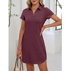 image:imageANRABESS Women Mini T Shirt Dress V Neck Short Sleeve with Pockets Soft Medium Stretch Trendy Summer Casual Beach VacationBurgundy