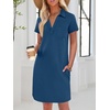image:imageANRABESS Women Mini T Shirt Dress V Neck Short Sleeve with Pockets Soft Medium Stretch Trendy Summer Casual Beach VacationDeep Blue