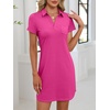image:imageANRABESS Women Mini T Shirt Dress V Neck Short Sleeve with Pockets Soft Medium Stretch Trendy Summer Casual Beach VacationHot Pink