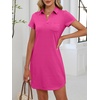 image:imageANRABESS Women Mini T Shirt Dress V Neck Short Sleeve with Pockets Soft Medium Stretch Trendy Summer Casual Beach VacationHot Pink