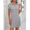 image:imageANRABESS Women Mini T Shirt Dress V Neck Short Sleeve with Pockets Soft Medium Stretch Trendy Summer Casual Beach VacationLight Grey